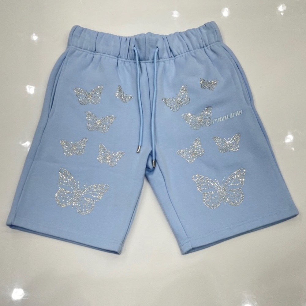 New blue rhinestone shorts